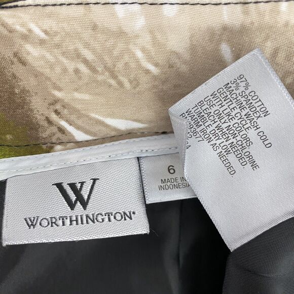 Worthington Skirt Womens Sz 6 Tropical Green Brown Snake Skin Office Career Work - Picture 4 of 7